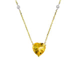 Citrine Heart Necklace With Diamond Accent, 14K Yellow Gold