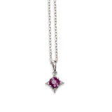 Small Ruby Pendant with Diamond Accent, 14K White Gold