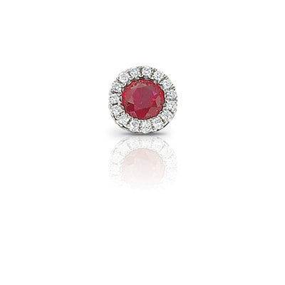 Ruby and Diamond Rondelle Charm, 14K White Gold