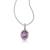 Oval Pink Sapphire and Diamond Pendant, 14K White Gold