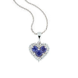 Sapphire and Diamond Heart Pendant, 14K White Gold
