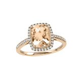 Cushion Cut Morganite and Diamond Ring, 14K Rose Gold