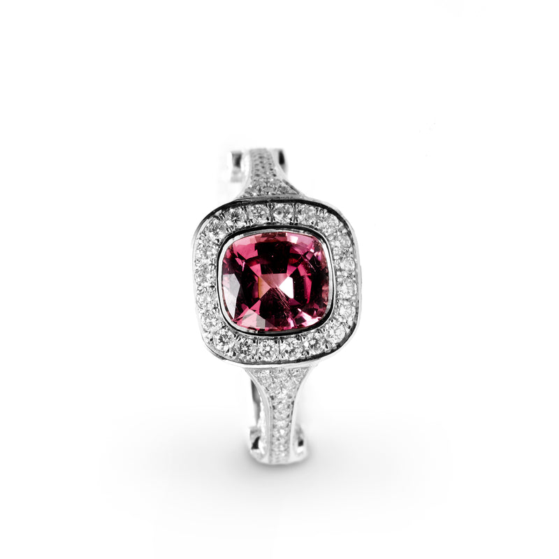 Pink Spinel and Diamond Ring, 18K White Gold