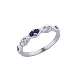 Curved Sapphire and Diamond Ring, 14K White Gold