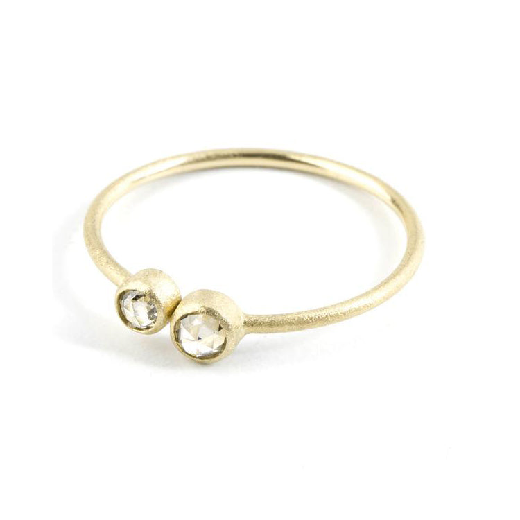 Double Bezel Set Champagne Diamond Ring, 14K Yellow Gold