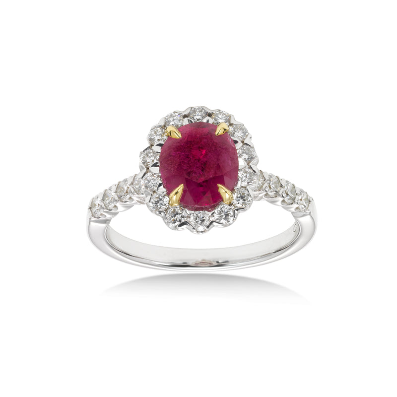 Ruby and Diamond Ring, 18K White Gold