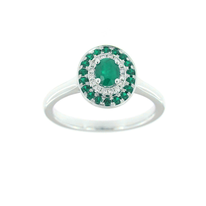 Emerald and Diamond Ring, 14K White Gold
