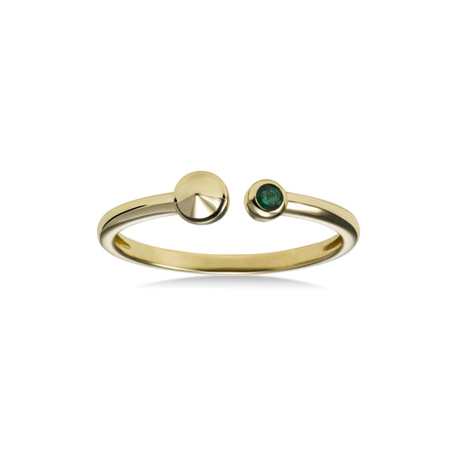 Bezel Set Emerald Cuff Style Ring, 14K Yellow Gold