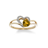 Citrine and Diamond Heart Ring, 14K Yellow Gold
