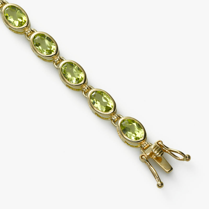 Oval Peridot Gemstone Bracelet, 14K Yellow Gold