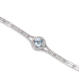 Blue Topaz and Diamond Bracelet, 18K White Gold