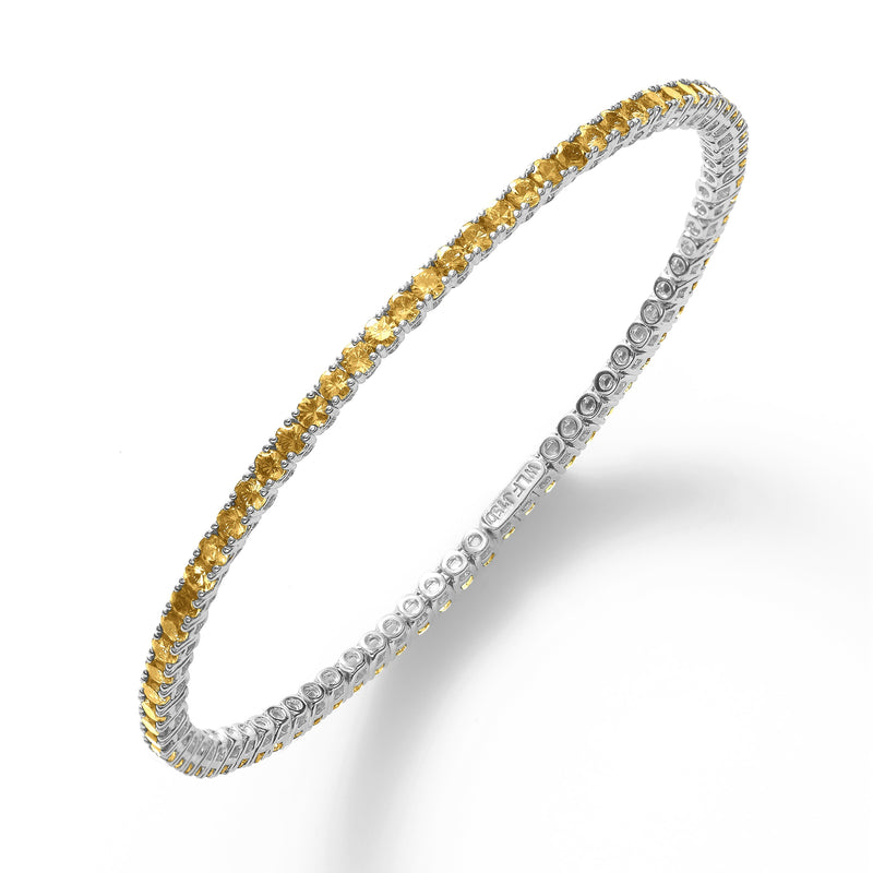 Cuff-Style Yellow Sapphire Bangle Bracelet, 18K White Gold