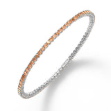 Orange Sapphire Cuff Style Bangle Bracelet, 18K White Gold