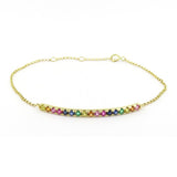 Multi Color Gemstone Rainbow Bracelet, 14K Yellow Gold