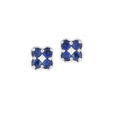Blue Sapphire Button Earrings, 14K White Gold