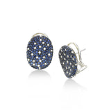 Pavé Sapphire and Diamond Saddle Earrings, 18K White Gold