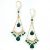 Green Onyx Chandelier Earrings, 14K Yellow Gold