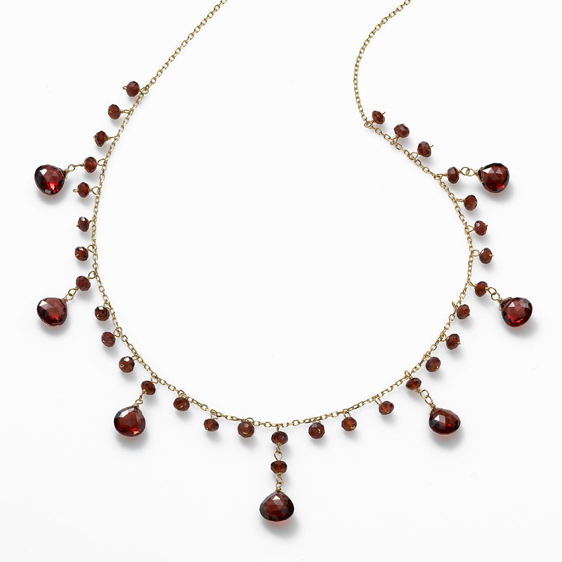 Faceted Garnet Necklace, 14K Yellow Gold