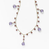 Amethyst and Tourmaline Drop Necklace, 14K Yellow Gold, 18 Inches