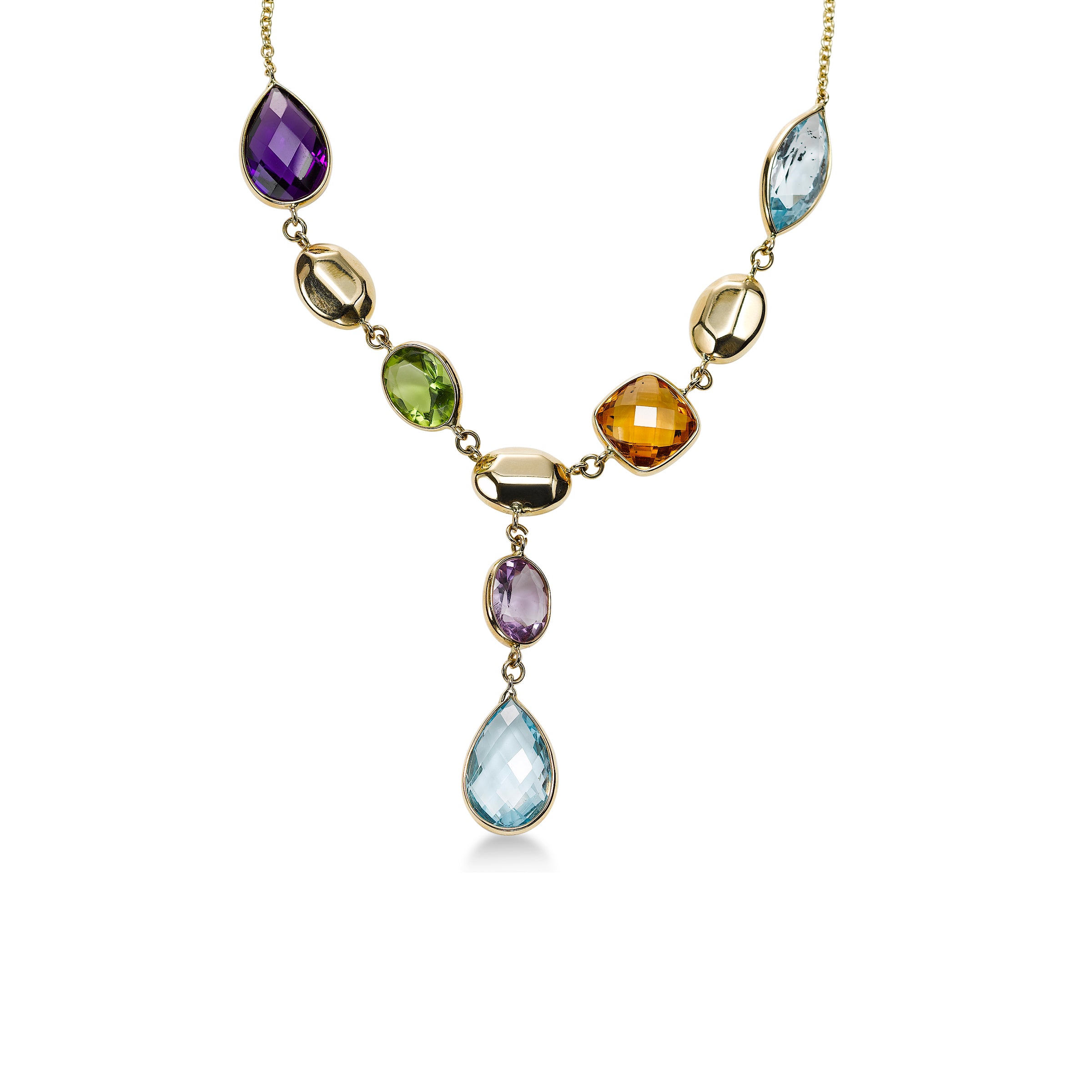 Multi Gemstone Cluster Pendant Necklace | Breathe Autumn Rain Jewelry