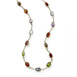 Multi Color Gemstone Necklace, 14K Yellow Gold