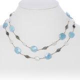 Aquamarine and Gemstone Necklace, 35 Inches, Sterling Silver