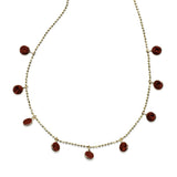 Bezel Set Garnet Drop Necklace, 18 Inches, 14K Yellow Gold