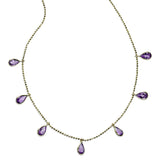 Pear Shaped Amethyst Drop Necklace, 18 Inches, 14K Yellow Gold