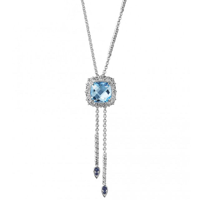 Blue Topaz Lariat Style Necklace, Sterling Silver