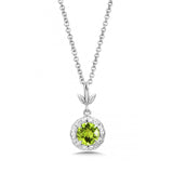 Round Faceted Peridot Pendant, Sterling Silver