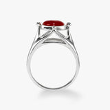 Red Enamel Heart Ring, Sterling Silver, Award Winner