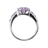 Square Cut Amethyst Ring, Sterling Silver
