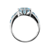 Square Cut Sky Blue Topaz Ring, Sterling Silver