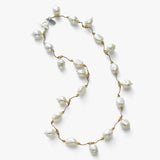 Dangle Freshwater Pearl and Swarovski Crystal Necklace, Sterling Silver, by Margo Morrison