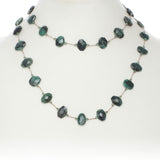 Faceted Raw Emerald Necklace, 35 Inches, Sterling Silver
