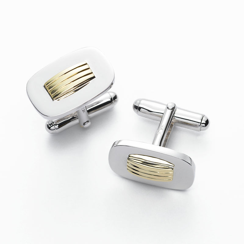 Sterling Silver Cufflinks with 14K Yellow Gold