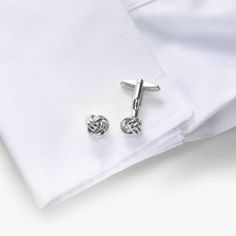 Knot Design Cuff Links, Sterling Silver, .40 Inch