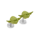 Green Yoda Head Cufflinks, Palladium-Plated Base Metal