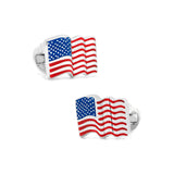 Waving American Flag Cufflinks, Sterling Silver