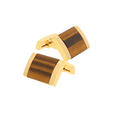 Tiger's Eye Cufflinks, Gold Tone Plated Stainless Steel