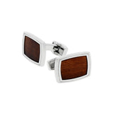 Willow Wood Inlay Cufflinks, Stainless Steel
