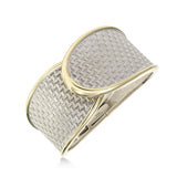 Weave Design Cuff Bracelet, Sterling Silver with Yellow Gold Plating