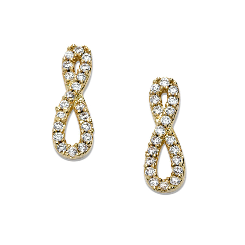 Clear Crystal Figure Eight Earrings, Gold Tone
