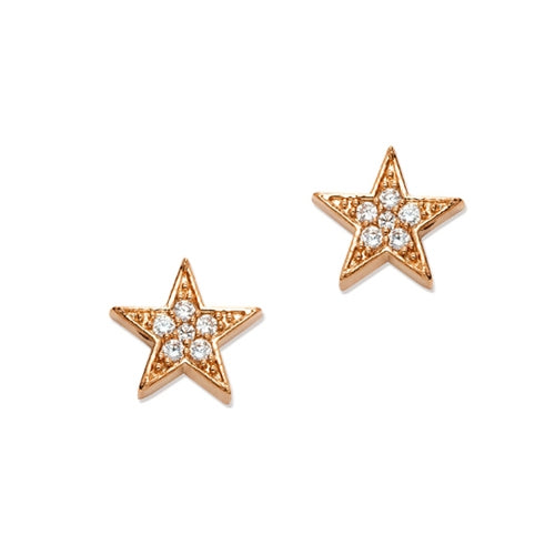 CZ Star Stud Earrings, Rose Gold Tone, by Tai Design