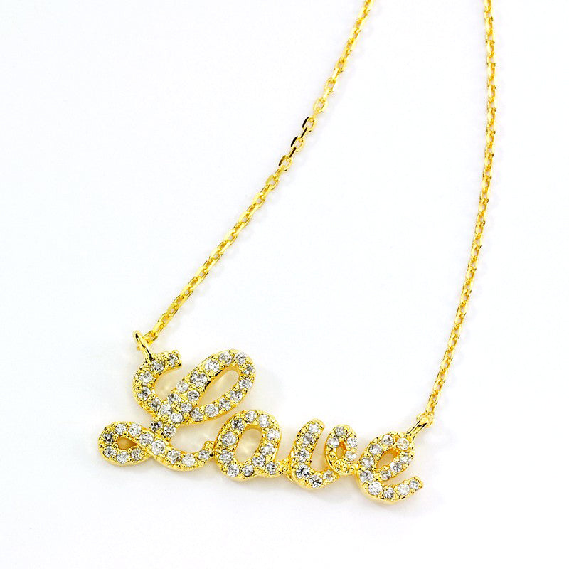Yellow Tone CZ Love One Inch, Necklace by Tai