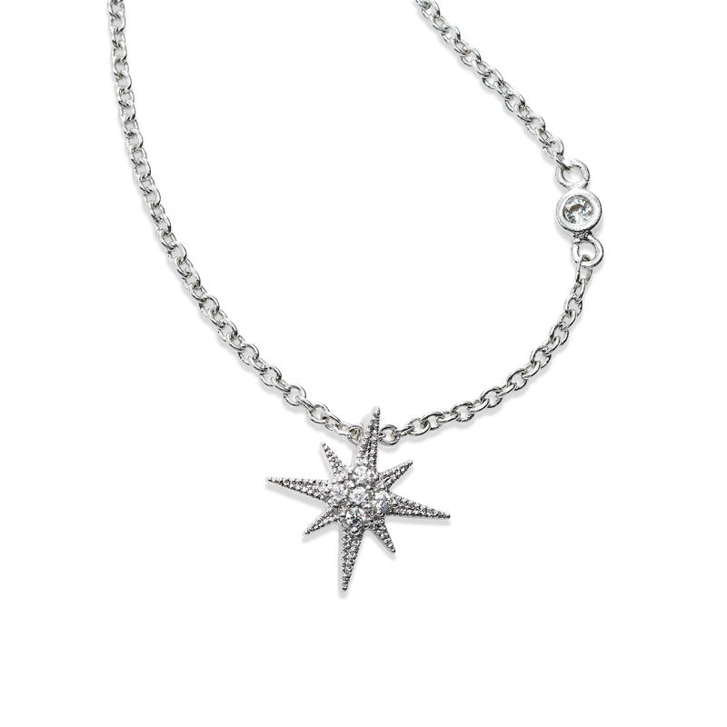CZ Starburst Pendant, Silver Tone, by Tai Design