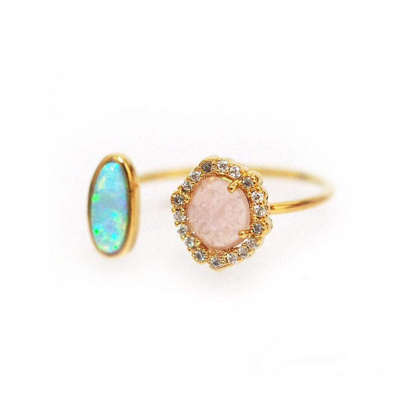 Colored Glass and CZ Ring, Gold Tone, by Tai Design