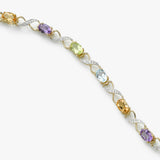 Multi Color Gemstone and Diamond Bracelet, 14K Yellow Gold