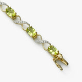 Peridot and Diamond Bracelet, 14K Yellow Gold