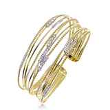 Diamond Cuff Multistrand Bracelet, 14K Gold